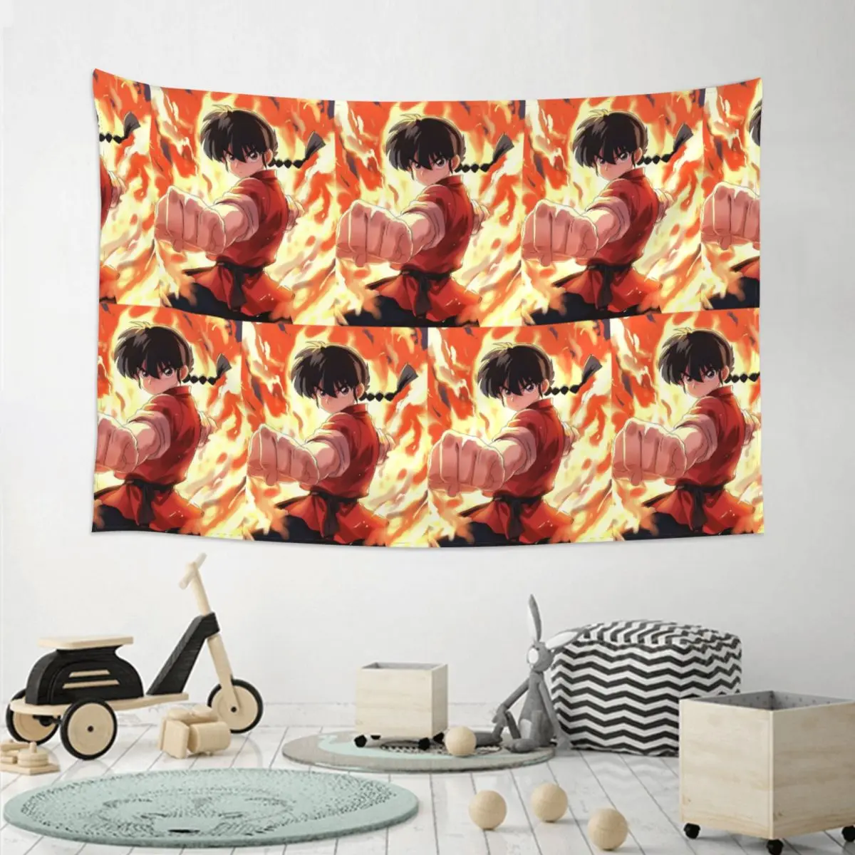 Ranma  Saotome Pig Girls Tapestry Art Wall Hanging Aesthetic Home Decoration Tapestries for Living Room Bedroom Dorm Room