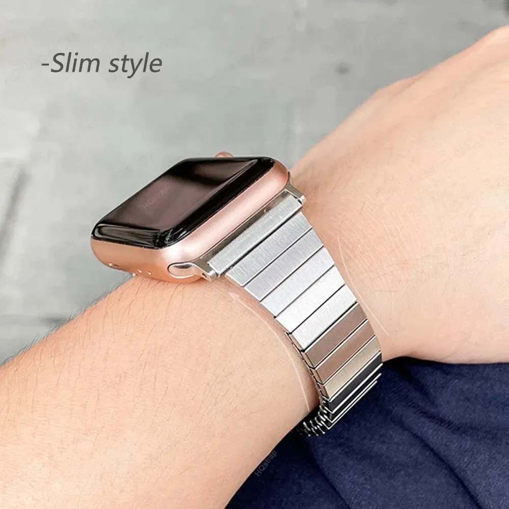 Elastic Watchband for Iwatch 40mm 44mm 45/49mm Stainless Steel Band for Apple Watch Series 8 7 6 5 4 9 Se 10 Expansion Luxury image 3