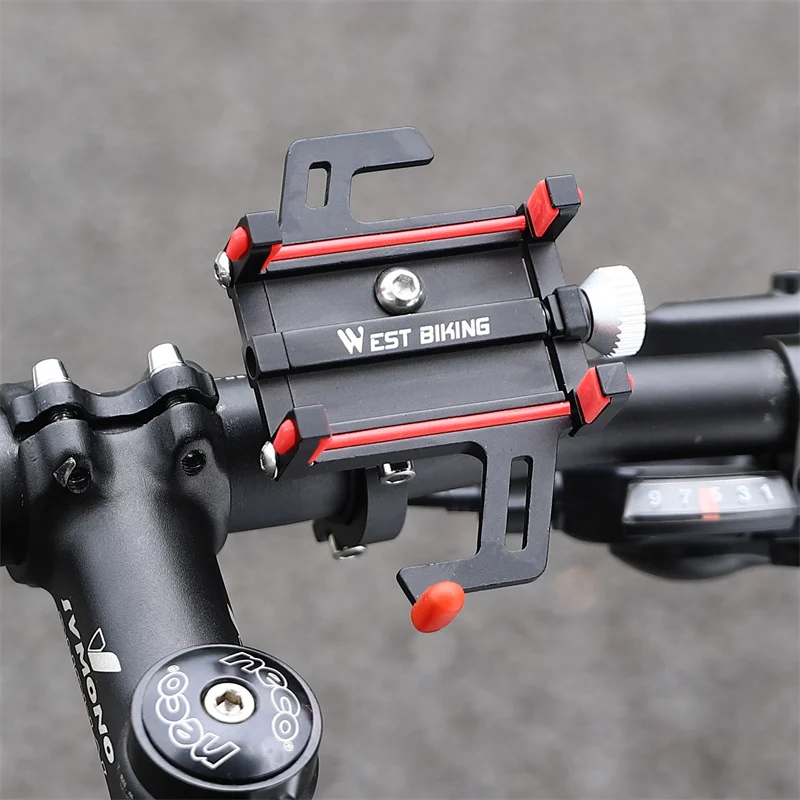 WEST BIKING Bicycle Phone Holder Motorcycle Electric Smartphone CNC Aluminum Alloy Bracket Five Claw Mechanical Bike Phone Holde