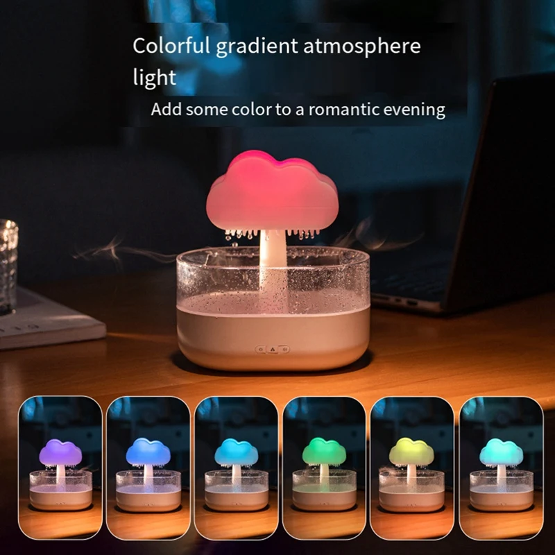 

Rain Cloud Humidifier Desktop Silent Humidifier With Water Drops And Colorful Night Light Mushroom Humidifier