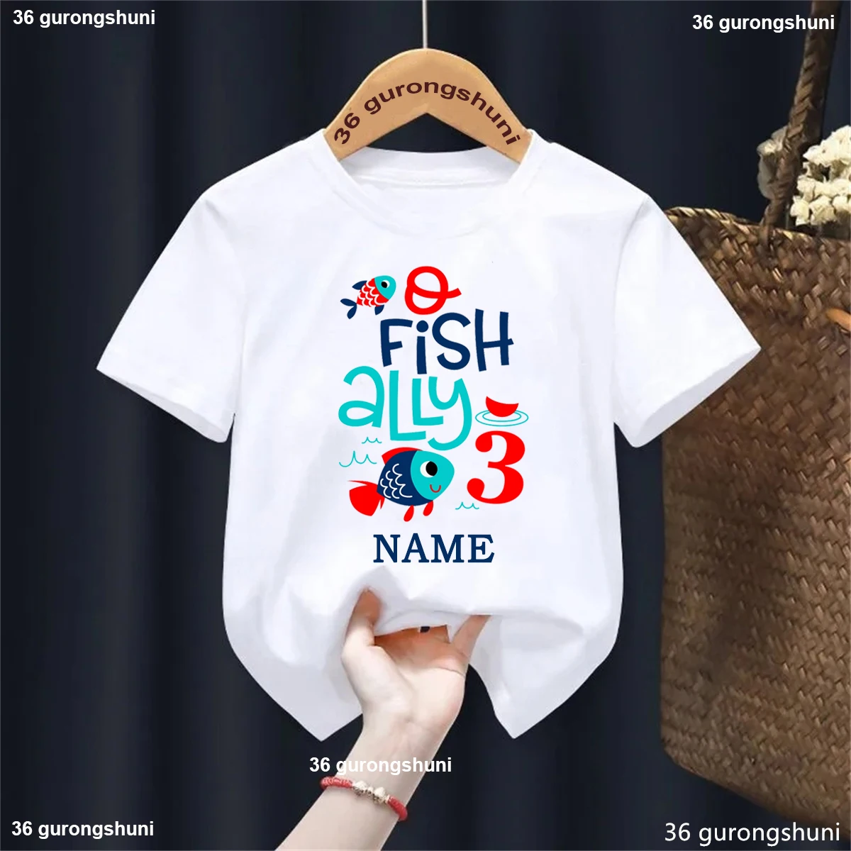 Customized Name Fishing Birthday Shirt 1 2 3 4 5 year Boys Tshirt O-Fish-Ally Fishing Birthday Tshirt Cute Kids Theme Party Tees