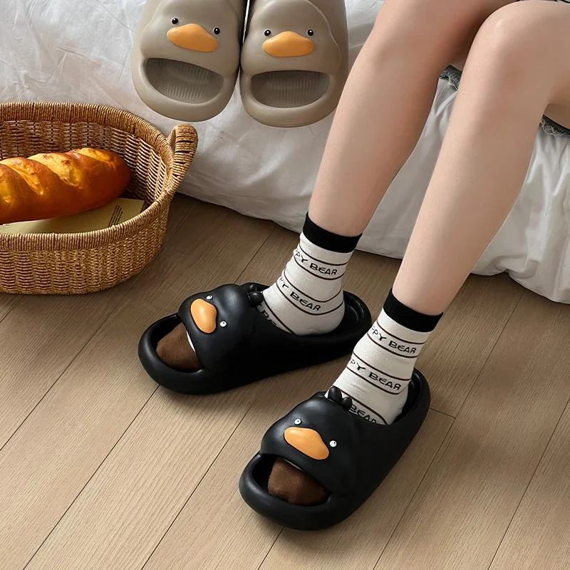 New Summer Women Slippers Men Cute 3D Cartoon Duck Fashion Outdoor Family Slides Sandals Couple Beach Soft Comfort Indoor Shoes