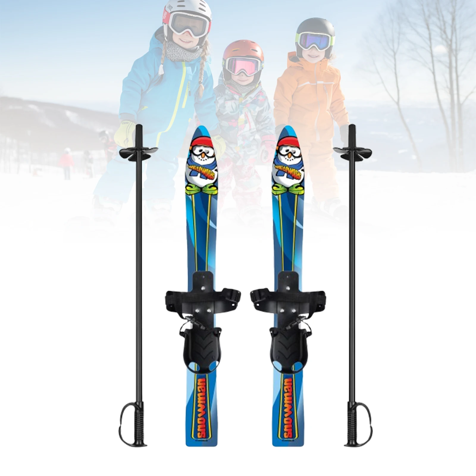 Short Skis Skiblades with Ski Poles Winter Equipment Snowboard with Bindings Ice for OutdooWinter Sports Snow Ice Skiing