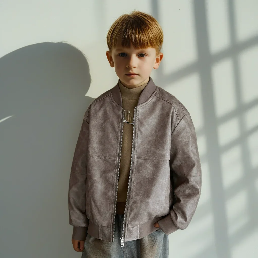

Кожаная куртка для мальчиков-подростков, стильное байкерское крутое детское пальто, осенняя модная повседневная универсальная школьная детская верхняя одежда для детей 10, 12, 13 лет