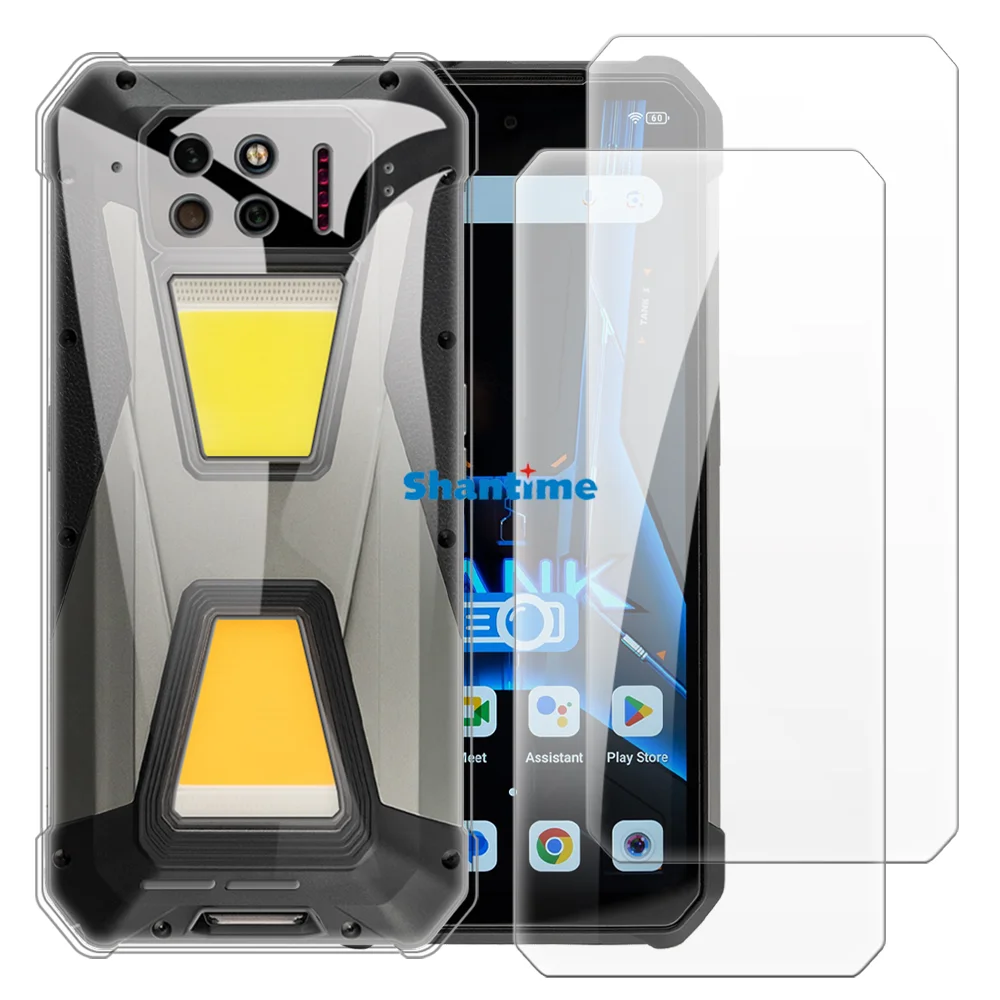 מארז רך + 2 חבילה מגיני מסך זכוכית מחוסמת טנק 32s, 8849 טנק 3s הגנה מלאה לגוף, חסין shockproof