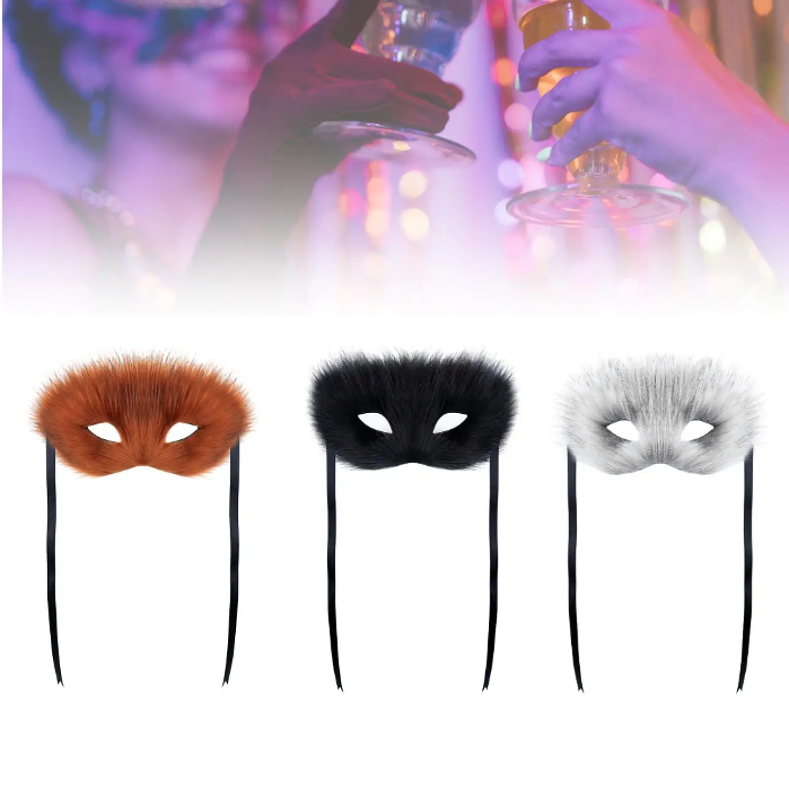 

Fur Fox Face Mask Party Mask for Party Fancy Dress Valentine's Day Men