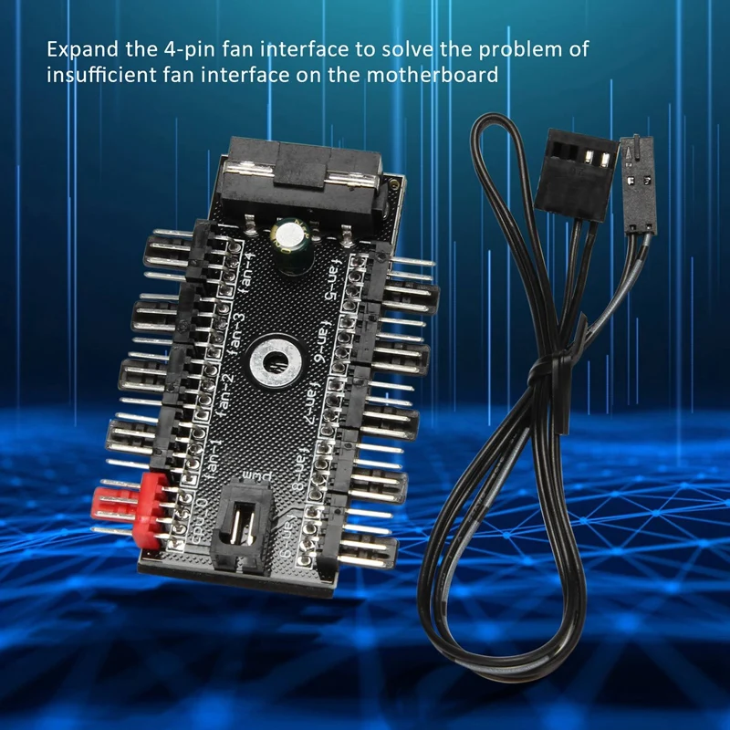 10 Port PC Chassis Fan Hub CPU Cooling HUB 12V 4 Pin Fan PWM Hub Molex Controller