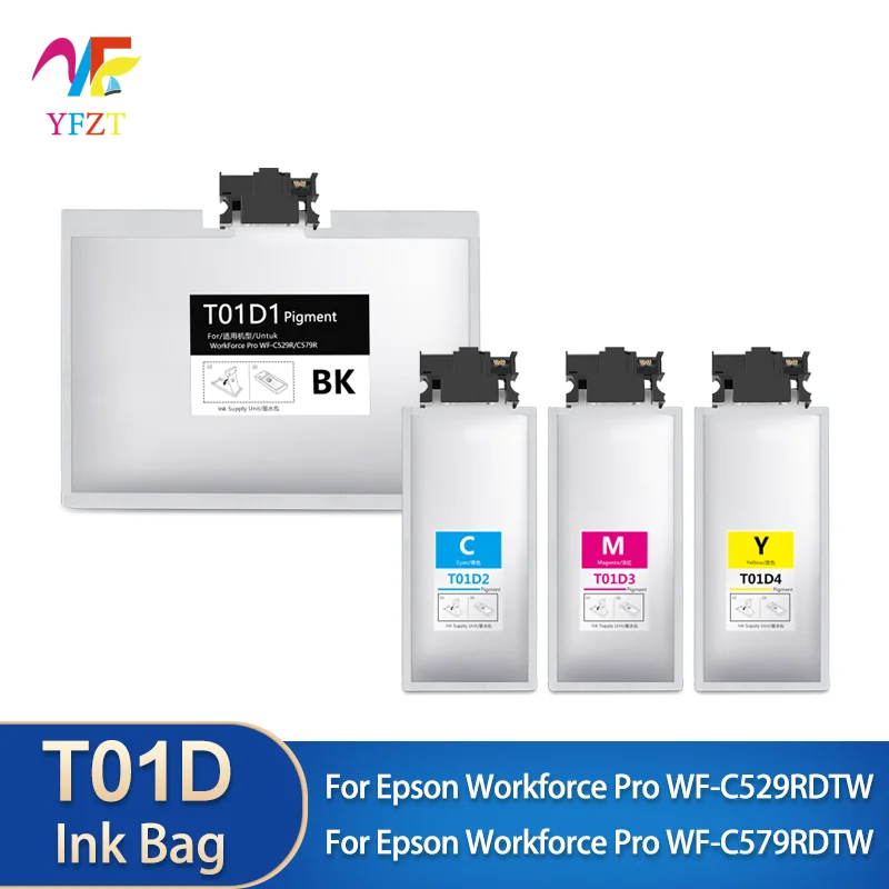 T01D Ink Pack With Pigment Ink T01D1 T01D2 T01D3 T01D4 For Epson WorkForce Pro WF-C529RDTW WF-C579RD2TWF WF-C579RDTWF Printer