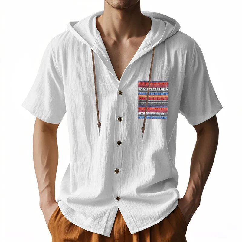 

Summer men's short-sleeved shirt, quick-drying breathable linen loose hoodie short-sleeved shirt men's clothing