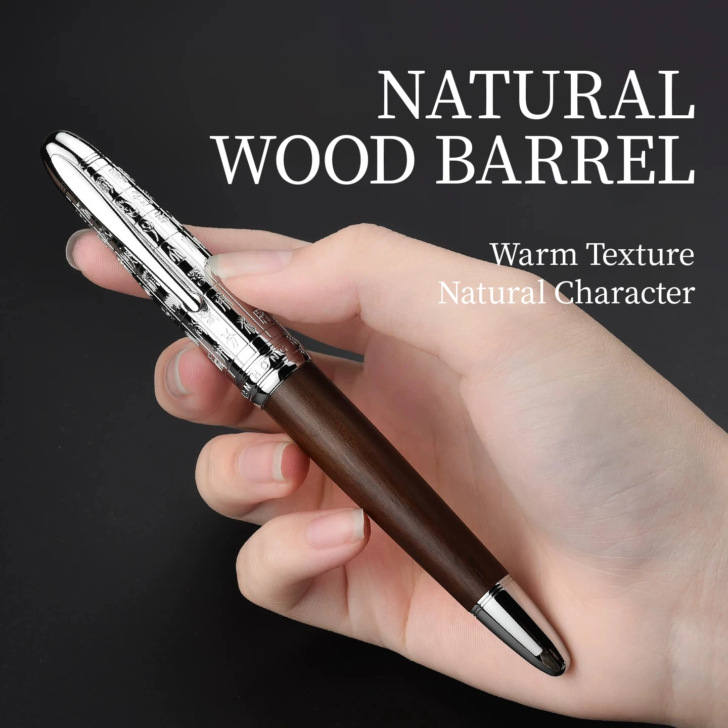 LT Hongdian 6016 Auspicious Select Limited Edition Fountain Pen Solid Wood 12 Zodiac Seal Engraving Artistic Bent Nib