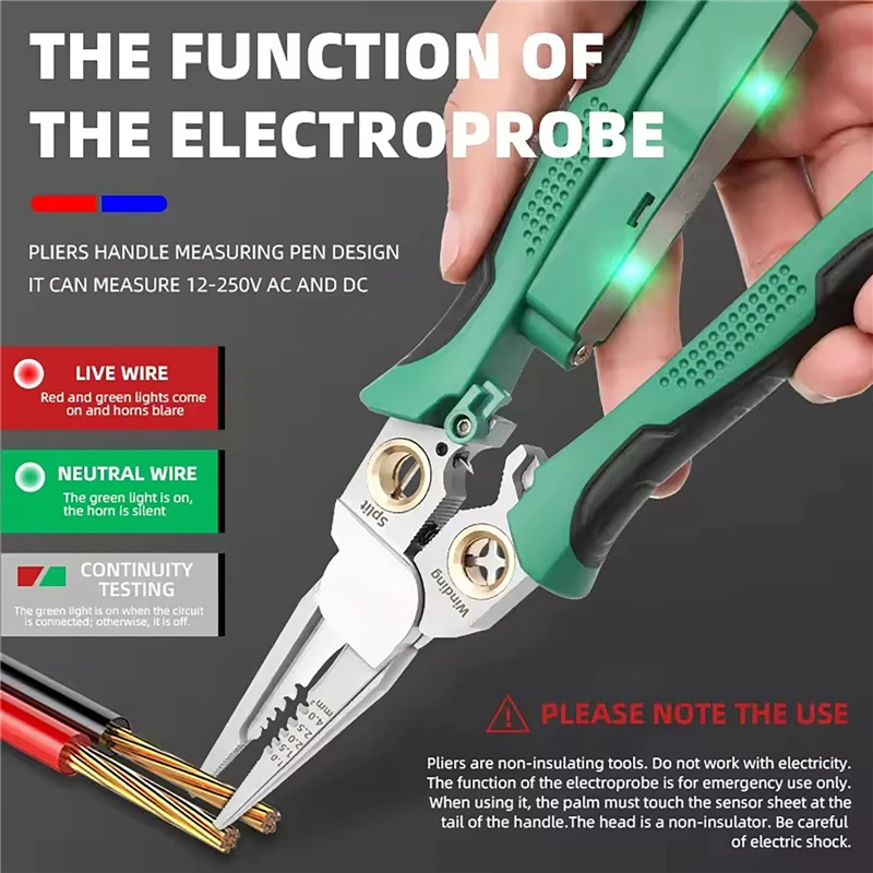 Imagem -03 - Alicate de Descascamento de Fio Multifuncional Eletricista Descascador de Cabo com Função Testador de Eletricidade Ferramenta de Reparo de Divisão de Corte