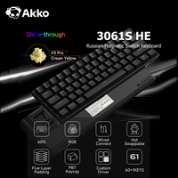 Akko 3061S Black HE Mechanical Keyboard 60% ANSI Russian RGB Magnetic Switch Rapid Trigger 8K TypeC Wired Custom Gaming Keyboard