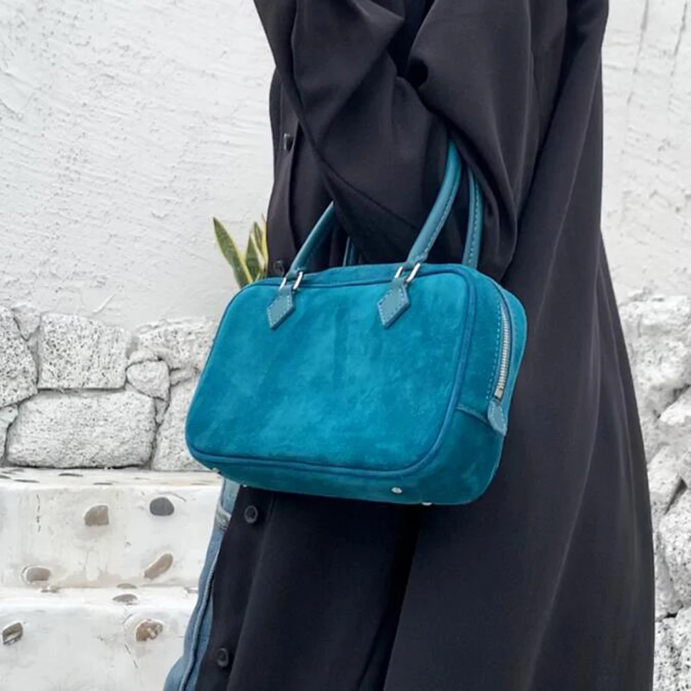 

Natural Suede Leather Bags Long Strap Woman Luxury Designer Flap Bag Underarm Handbag Mini Satchel Shoulder Clutch Party Purse
