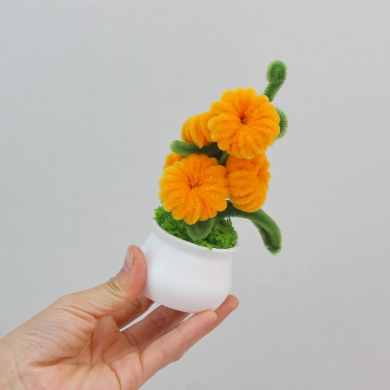 

4 шт. * очистители труб ручной работы, 5 человек, зеленые листья, горшечное растение, искусственные цветы, домашний декор для рабочего стола