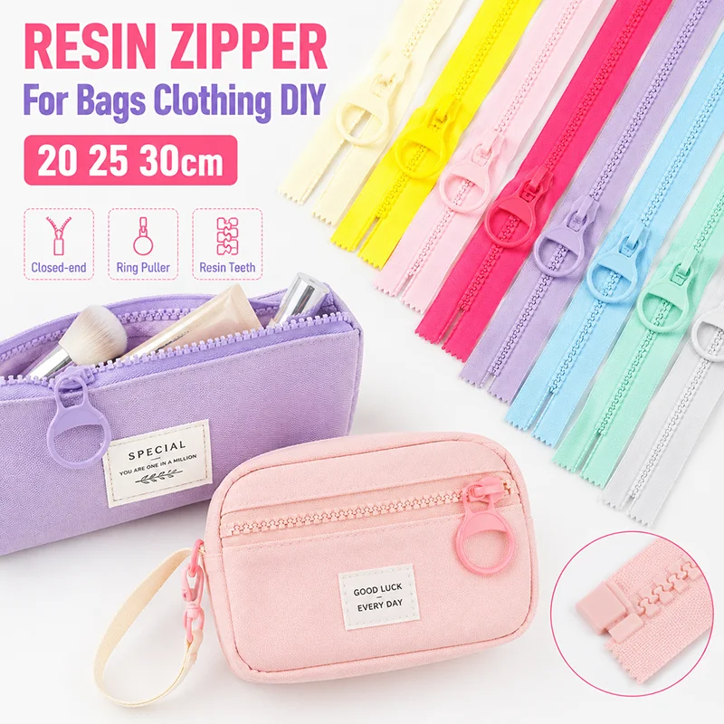 2/5/10/20Pcs 10# Resin Zipper Bag Clothes No Endless Sewing Zippers Pencil Case Decorative Colorful Zip Closure Zips Repair Kits