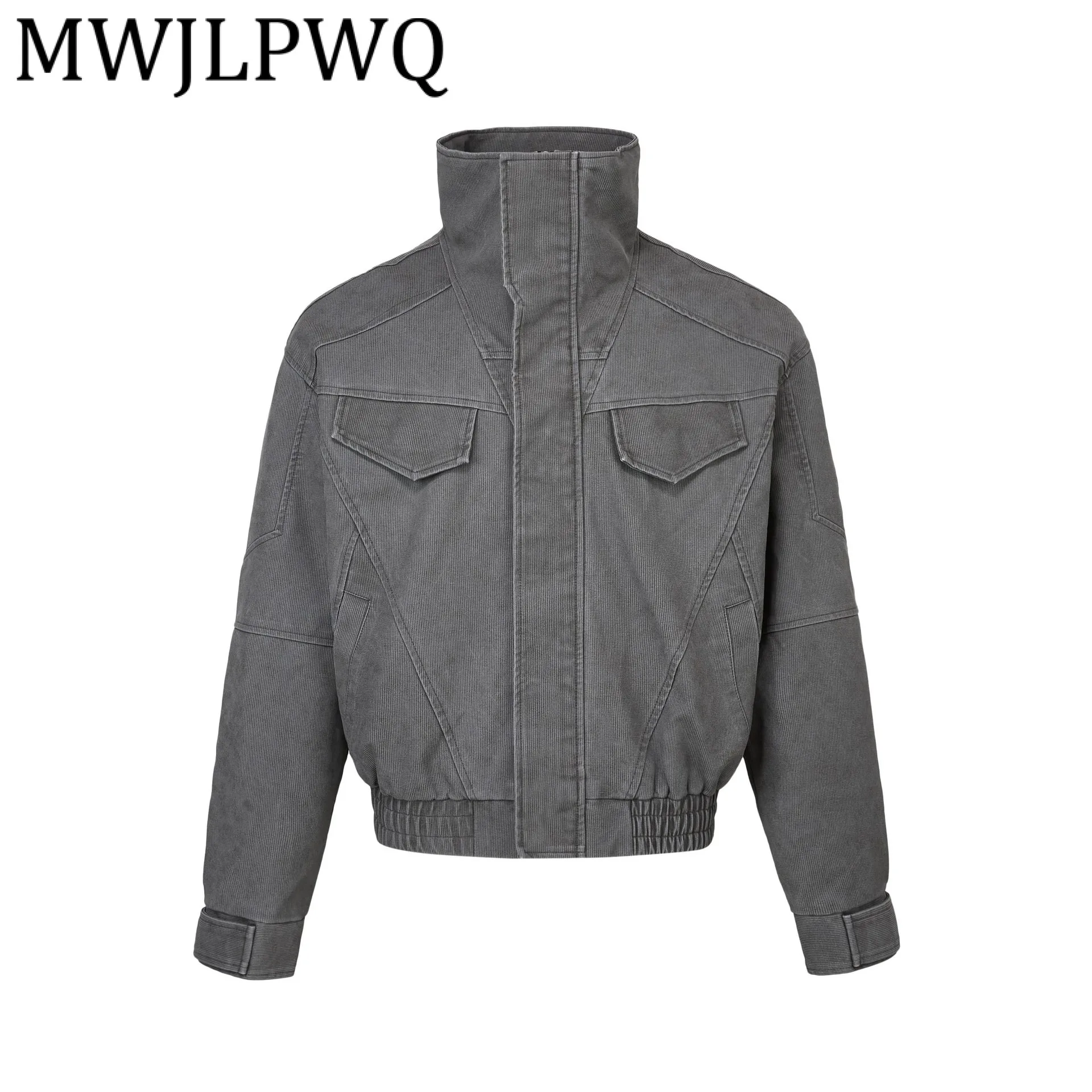 

MWJLPWQ Modish 2025 Autumn New American Style Simple Workwear Jacket Male Stand Collar Long Sleeve Loose Casual Coat Chic 21423