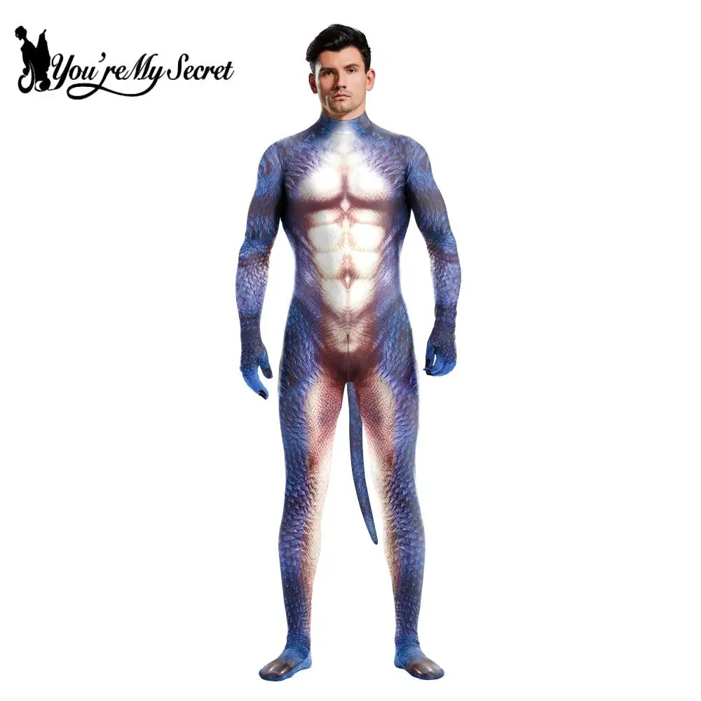 [You\'re My Secret]Halloween Cosplay Serpentine Printed Cosplay Costume Zentai Bodysuit Outfits Elastic Jumpsuit Fancy Dress