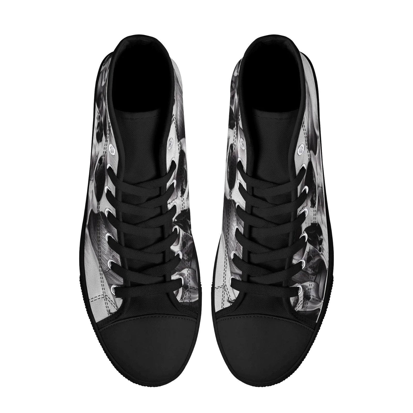 カスタムシューズ キャンバスシューズ スケルトン ゴシック スカルプリント クラシック ハイトップ 加硫靴 ティーンズ ボーイズ フラットシューズ サイズ EU35-48