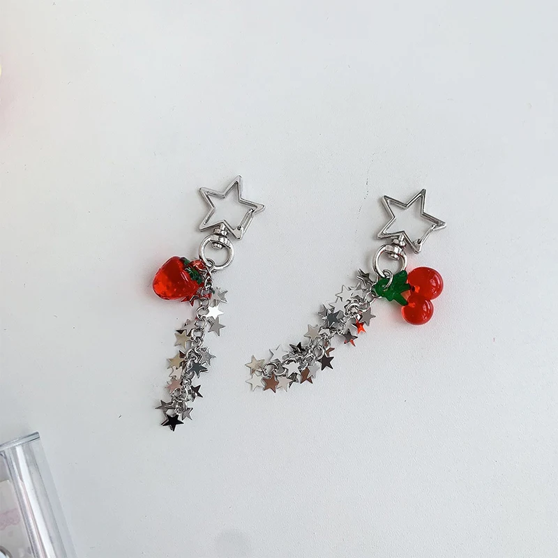 Tassel Star Cherry Strawberry Bag Pendant Keychain Earphone Cover Accessories Phone Case Accessories