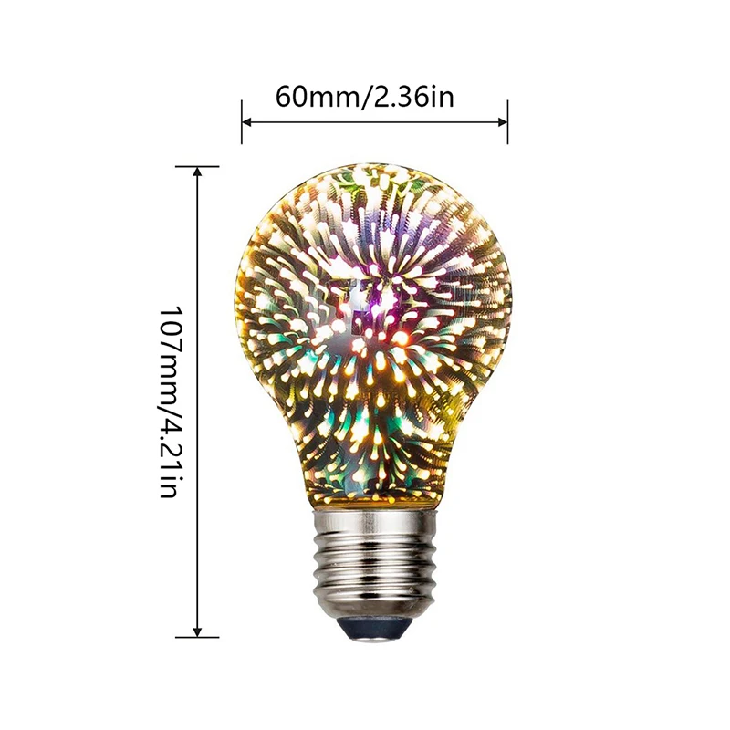 E27 LED ตกแต่ง3D 1ชิ้นหลอดไฟเอดิสันแบบโบราณ4.5W 85-265V โคมไฟดอกไม้ไฟรูปดาวสำหรับประดับต้นคริสต์มาส
