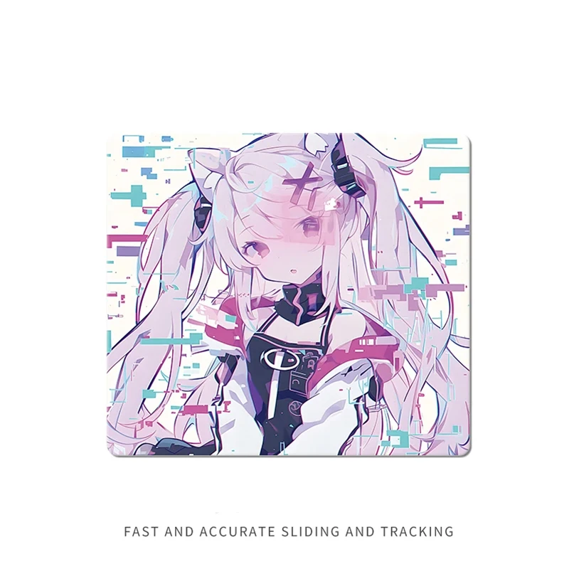 Adorável anime menina fotovoltaico gaming mouse pad de vidro xs superfície dura temperada para fps esports, tapete de mouse de mesa ultra-suave