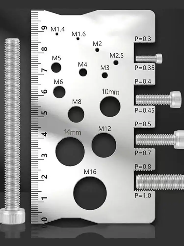 Outil de mesure de vérificateur de filetage de boulon pour vis, outil de jauge de mesure Portable antidérapant pour l'artisanat industriel de filetage d'embout de boulon d'écrou
