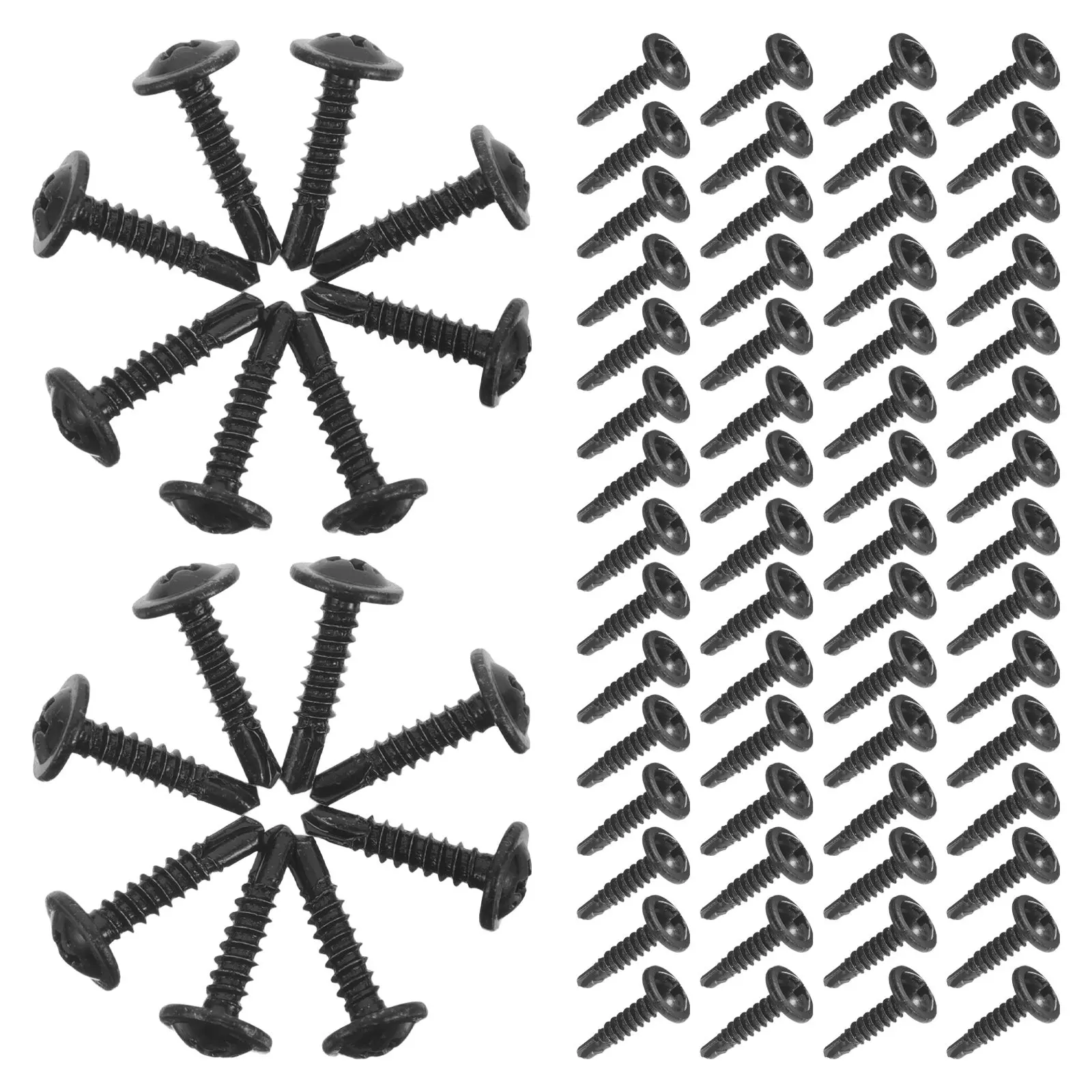 

460 шт. саморезов с плоской головкой и прямым шлицем, черные, закаленные, для тяжелых нагрузок, для сборки мебели из дерева и металла