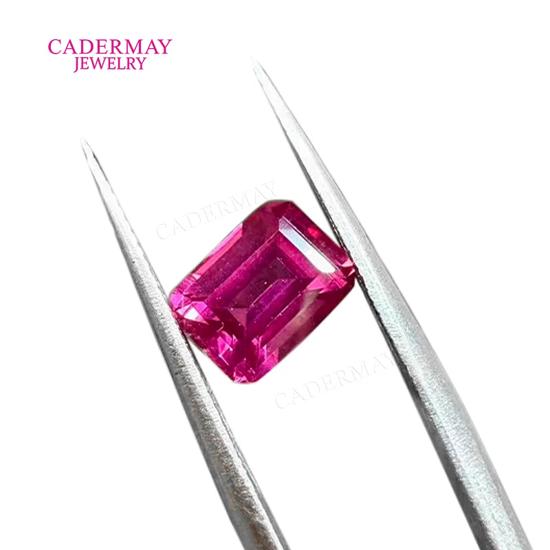 CADERMAY Jewelry Synthetic Spinel 5x7mm 6x8mm Emerald Cut Red Lab Grown Spinel Loose Stones For Jewelry Making