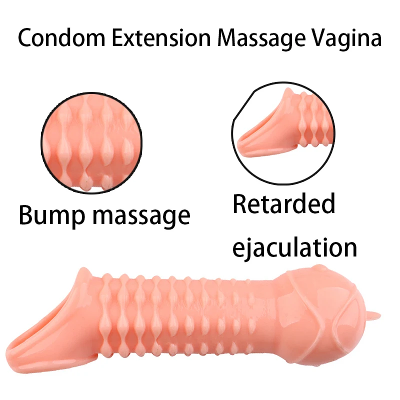 Silicone Reusable Penis Sleeve Flexible Glans Penis Enlarger Extender Delay Ejaculation Massage Vagina Adult Sex Toys For Men