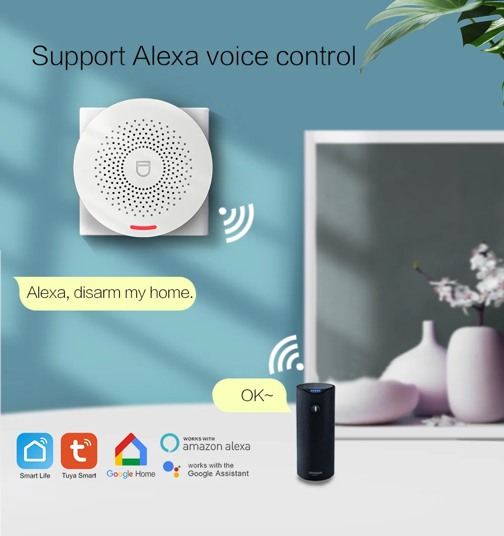 PGST Tuya Smart Control For Comprehensive Home Wireless Home Security System Set With High Sensitivity Smoke Alarm Door Sensor