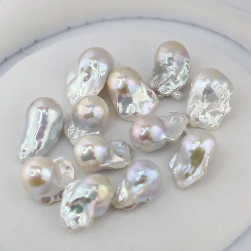 15-20mm white color large big size fresh water freshwater fireball necleus nucleated baroque cultured pearl loose pearls