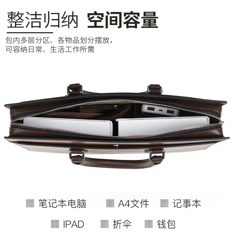 Top Layer Cowhide Briefcase Business High-end Anti-theft Password Lock Genuine Messenger Bag Men Leather Menbag Men's Handbag