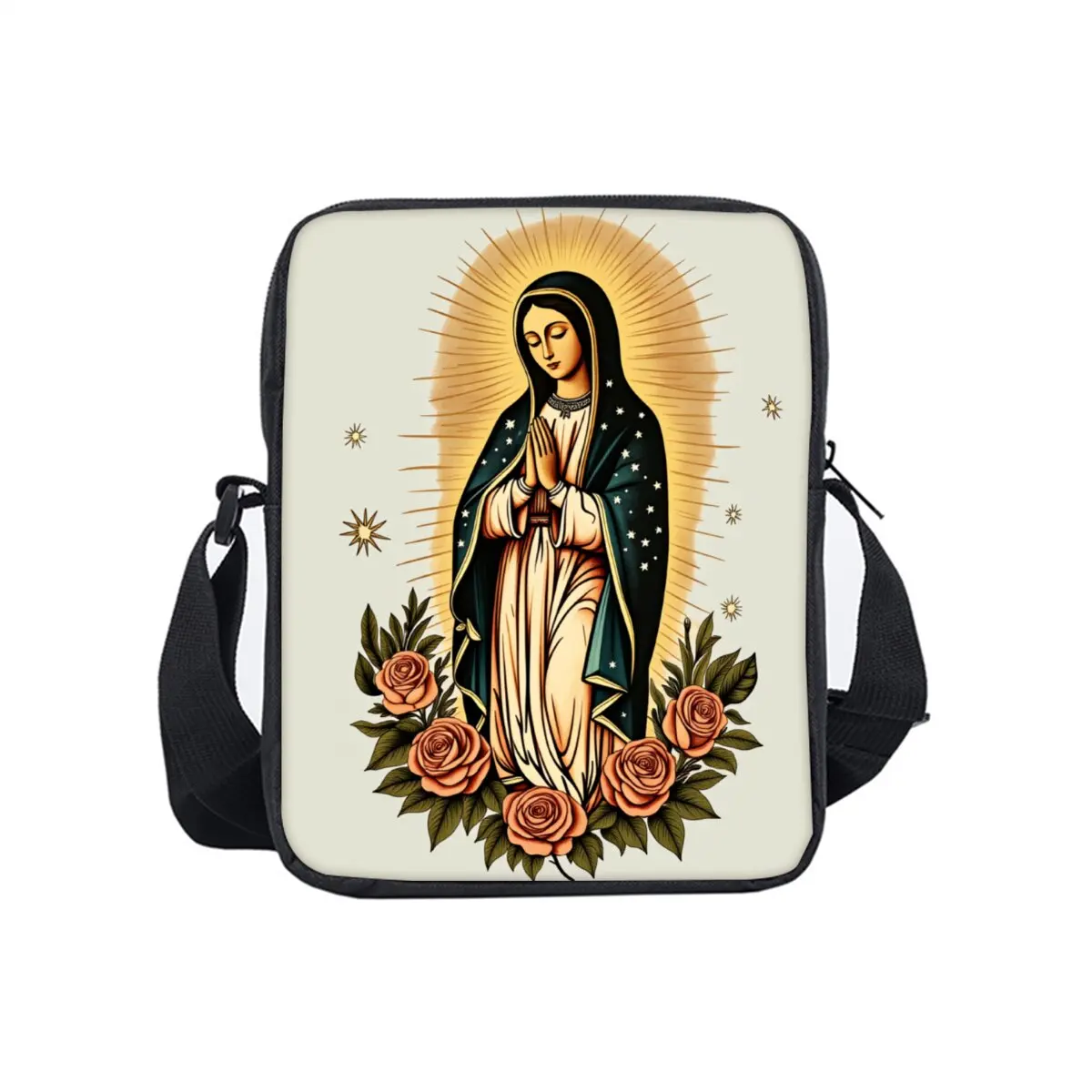 Virgin Mary Print Single Sided Messenger Bag for Boy/Girls Children Best Gifts 2D Flat Cartoon Casual Crossbody Bag