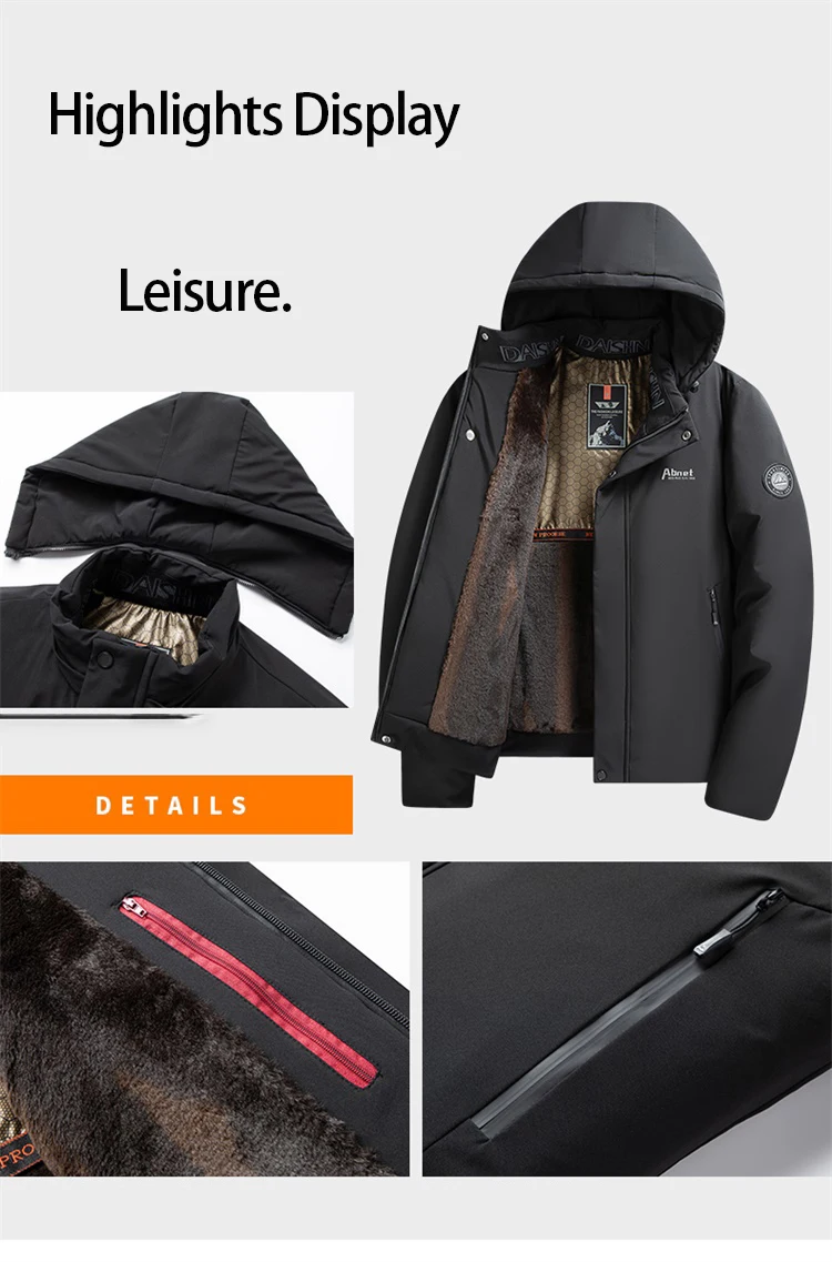 2024 Male Winter Jacket Men Thicken Warm Men Parkas Hooded Long Coat Fleece Mens Jackets Outwear Windproof Padded Down Parka