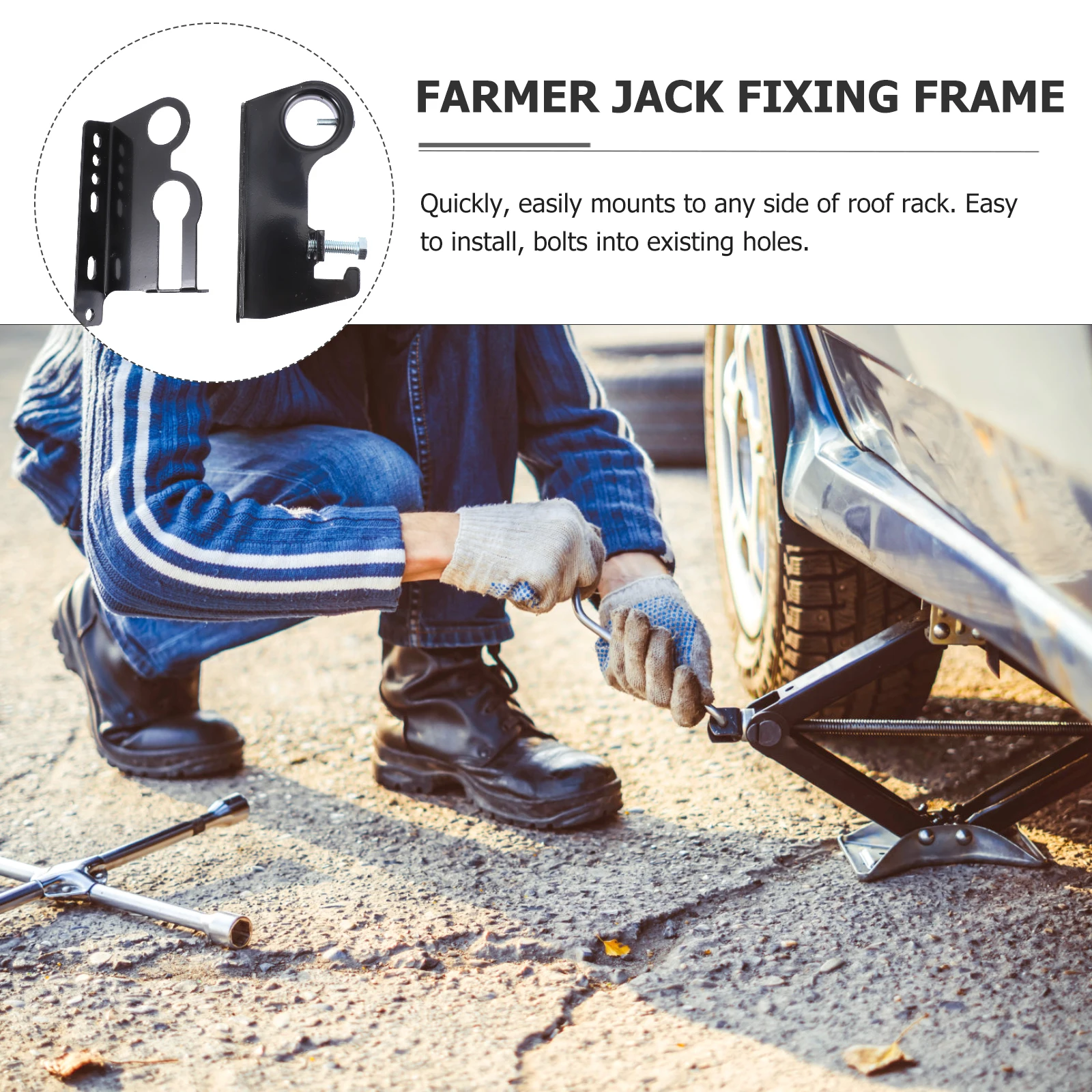 

Automobile Mount Bracket Heavy Duty Steel Fixing Roof Rack Shovel Holder Cargo Basket Durable Construction Reliable