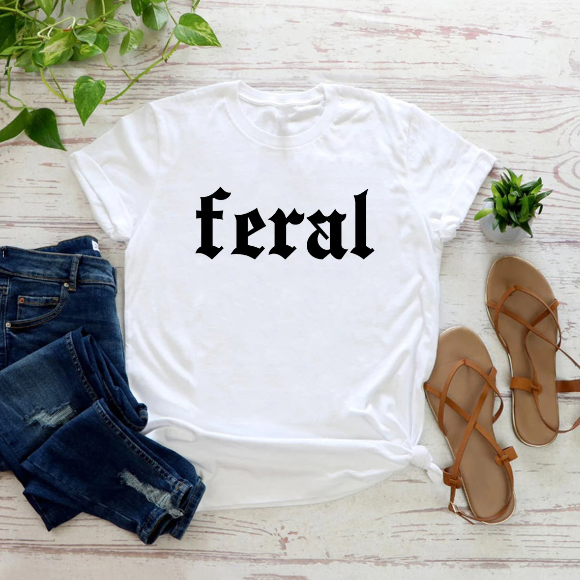 تي شيرت Feral للجنسين مضحك تي شيرت مضحك إقتباس تي شيرت Feral تي شيرت عادية كم قصير جرافيك تي شيرت راعية البقر تي شيرت الشارع الشهير