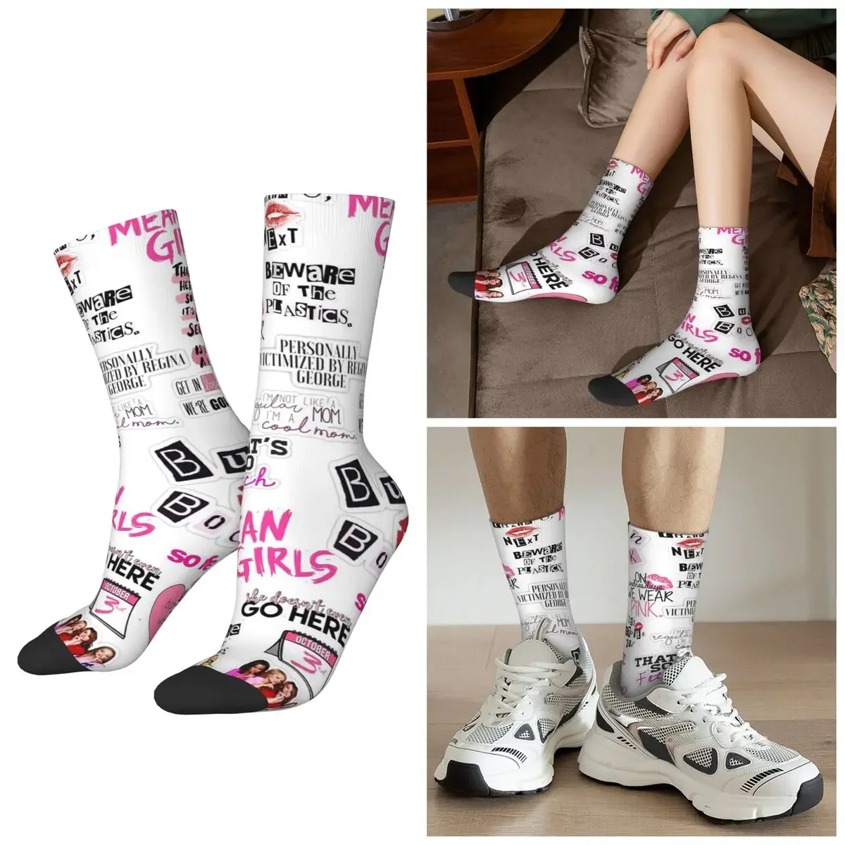 

All Seasons Burn Book - Mean Girls Socks Harajuku Sport Middle Tube Socks Funny Stockings for Men Women Valentine's Day Gifts