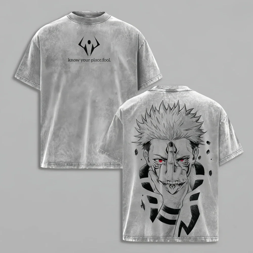 Anime Jujutsu Kaisen Ryomen Sukuna Graphic T-shirt Vintage Washed Oversized T Shirt Men Women Clothing Cotton Short Sleeve Tees
