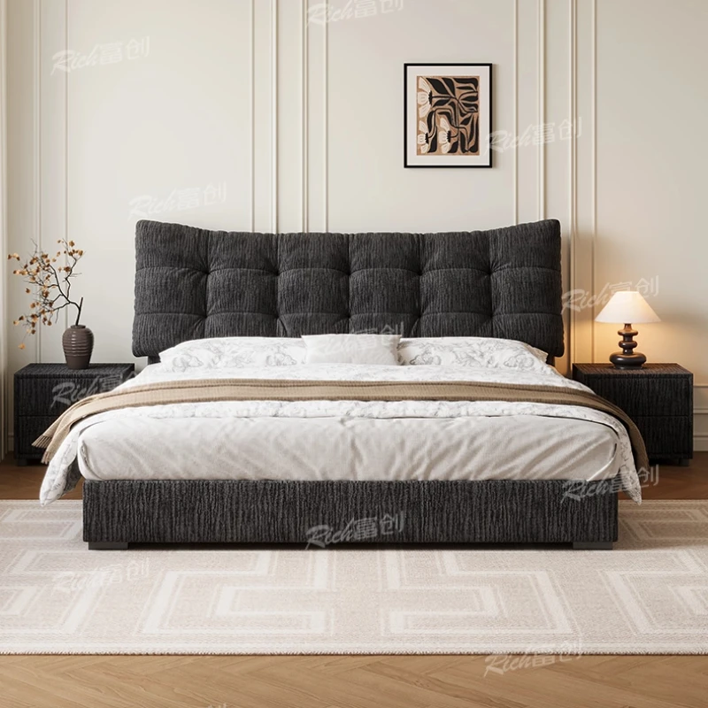 China Style Aesthetic Bed Vintage Luxury Hotel Upholstery Bed King Size Salon Camas De Matrimonio Dormitorio Home Furniture