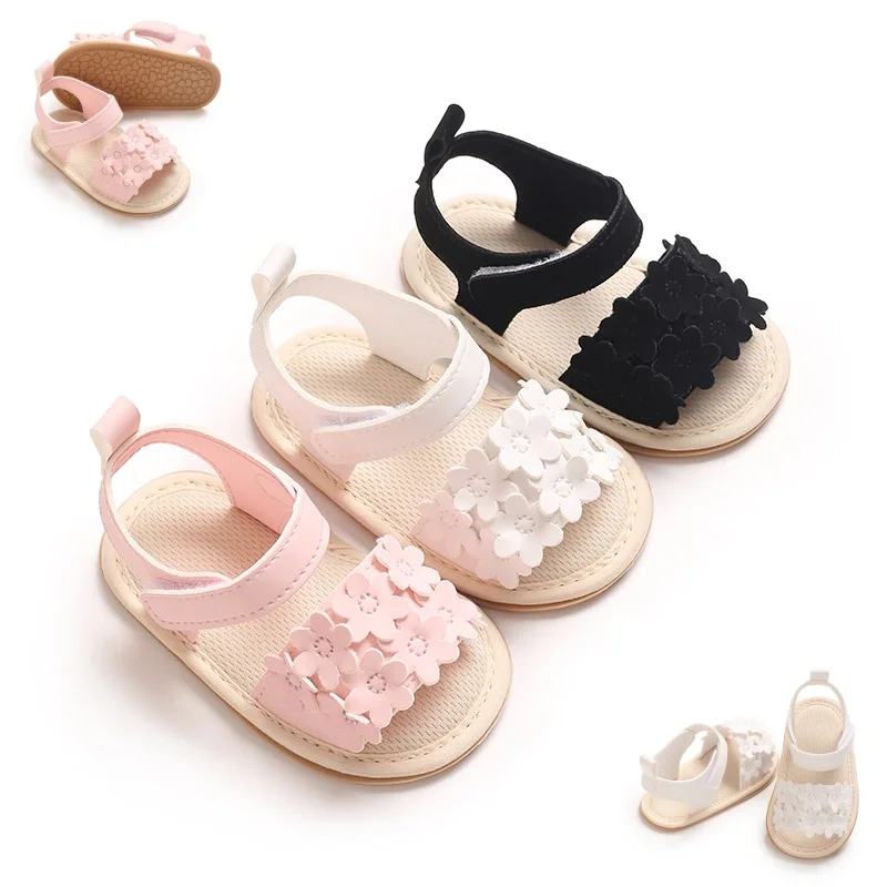 

Cute Flower Princess Style Sandals Summer New Rubber Bottom Anti slip 0-18M Baby Outdoor Beach Sandals