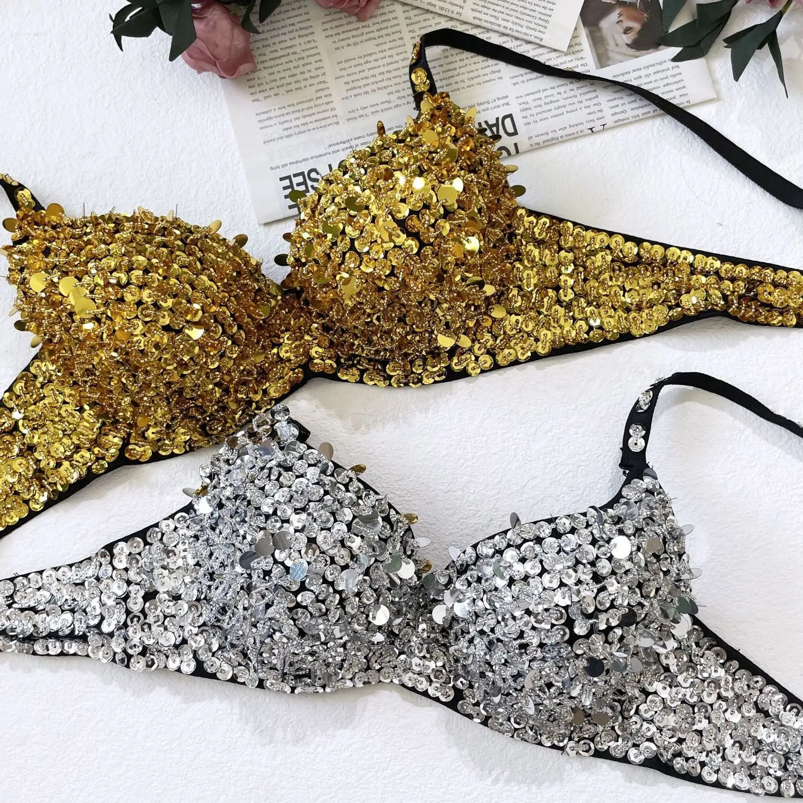 2023 Sexy Bra beaded sequins stage Vest For Women performance bra camisole female nightclub Party Tank Tops bikini Y3843