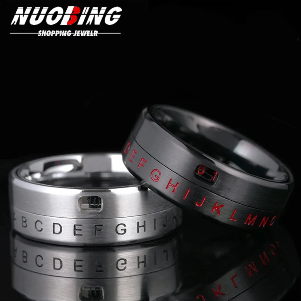 

Anxiety Ring For Women Men Stainless Steel alphanumeric Ring Spinner Spiral Simulated Freely Anti Stress Fidget Ring Jewelry