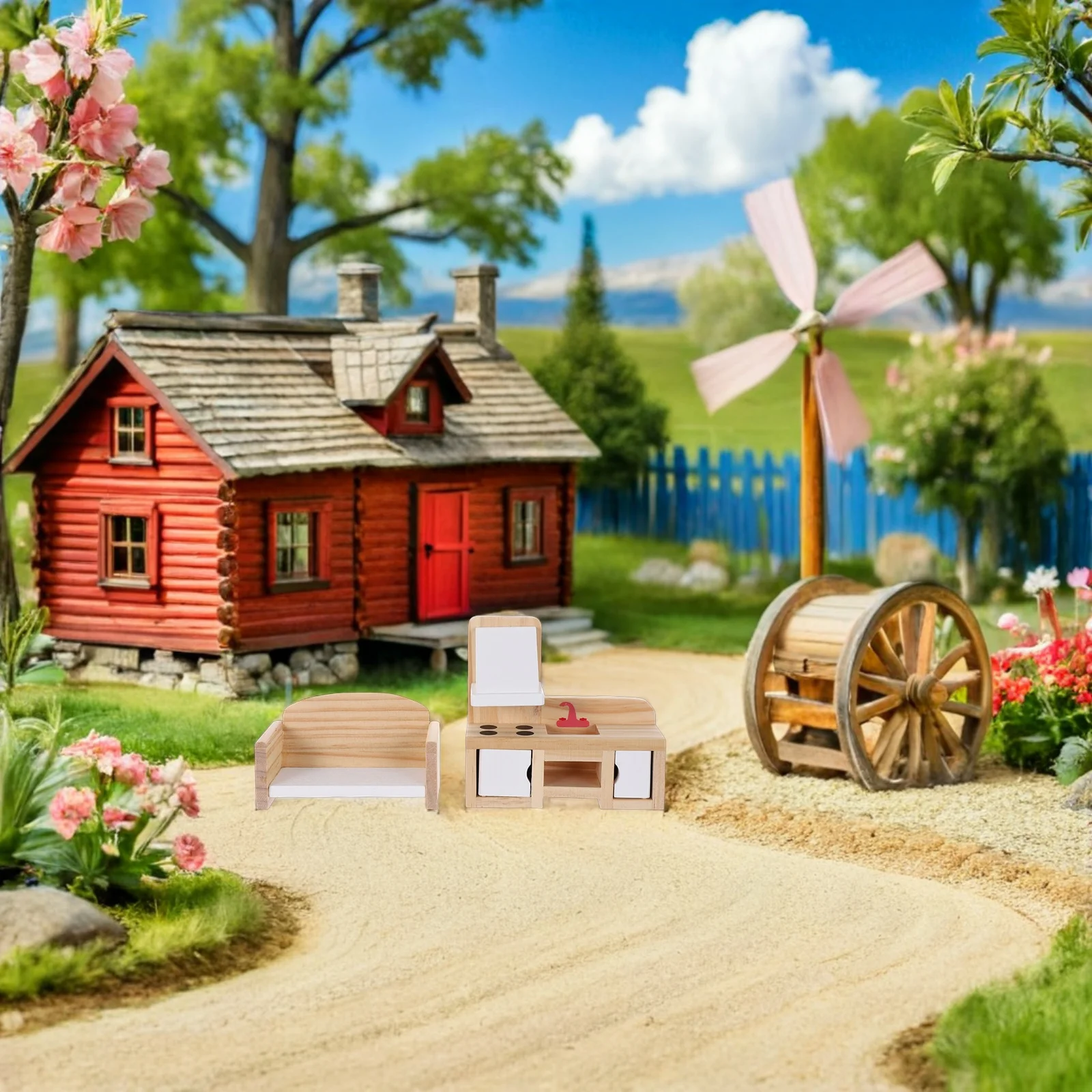 Houten mini-meubels natuurlijke kleur klein formaat voor poppenhuis decoratieve miniatuur houten meubelaccessoires collectie