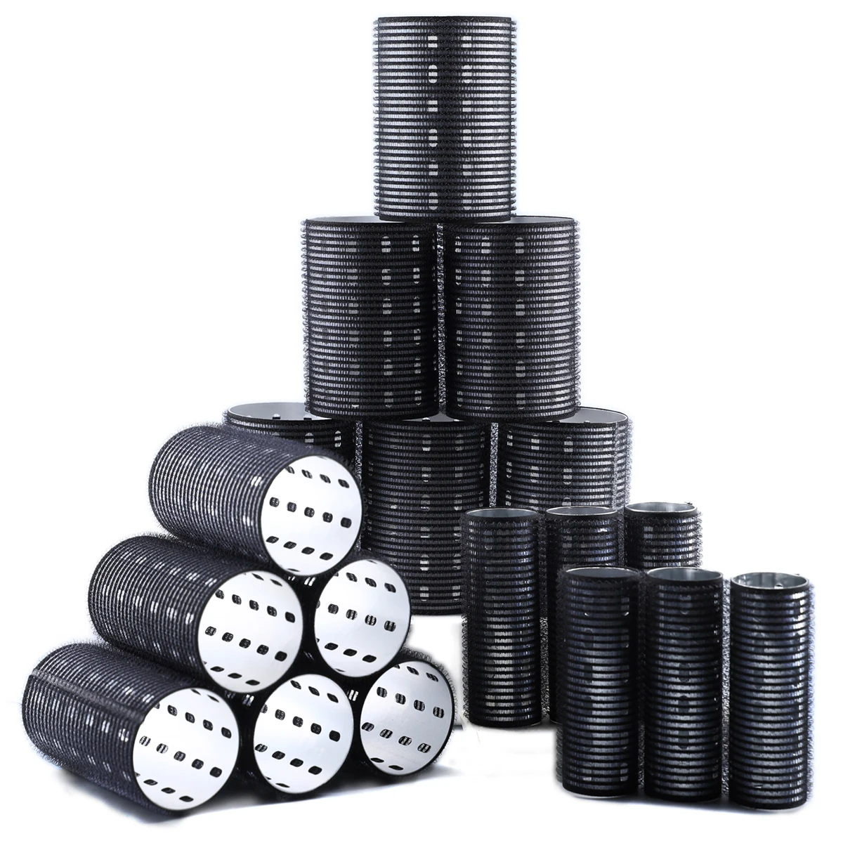 

6pcs Self-Grip Hair Rollers for Luscious Curls Hook & Loop Aluminium Thermal Hot Curlers Blowout Volume Maker Black 90mm 1936
