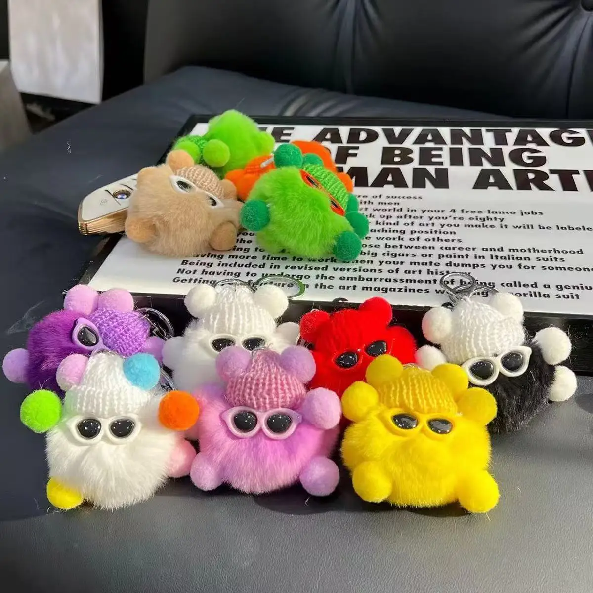 

8 Cute Glasses Elf Coal Ball Cartoon Bags, Colorful Plush Charms, Car Keychains, and Accessories – Adorable Gifts 5 random ones