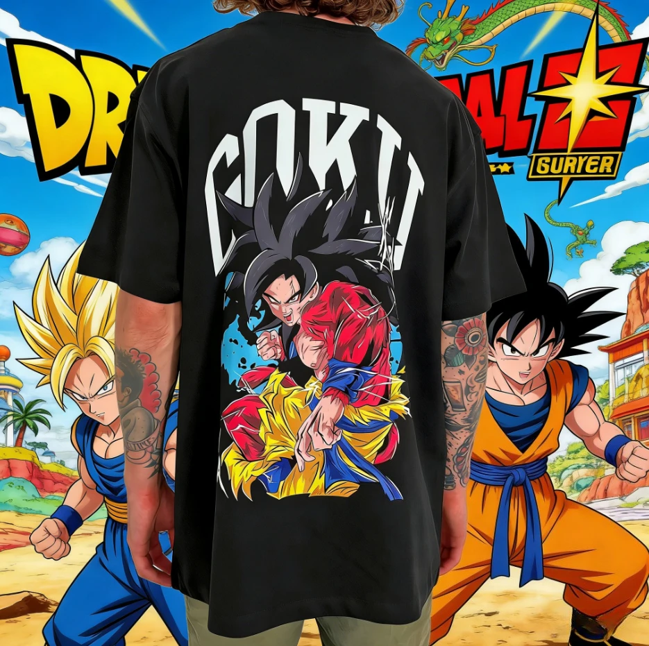 

Футболка Dragon Ball 2026 Summer из 100% хлопка с принтом Сон Гоку, уличная повседневная спортивная футболка для фитнеса, одежда в стиле ретро Harajuku Y2K.