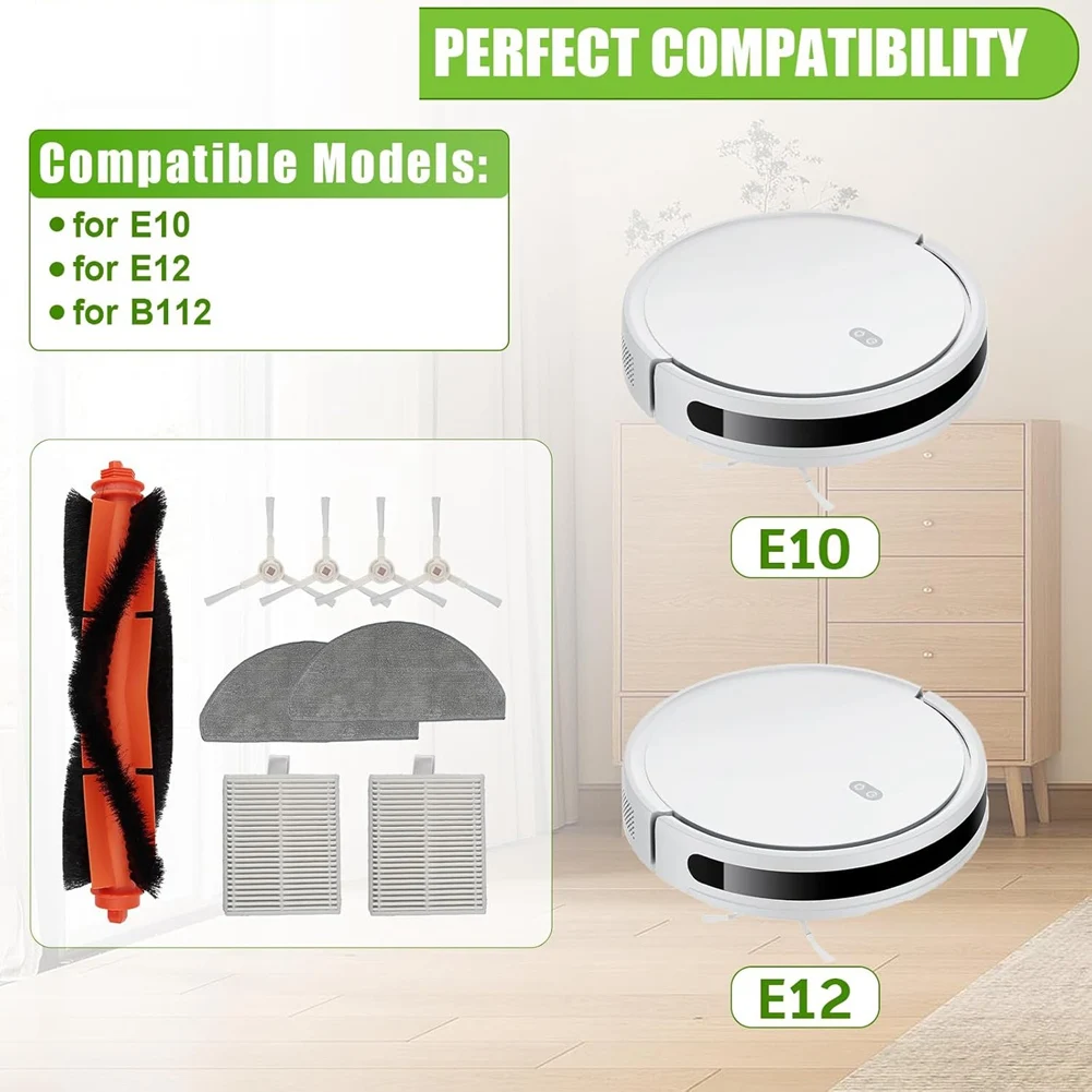 SANQ 11 قطعة لشاومي روبوت فراغ E10 E12 B112 فراغ الملحقات الرئيسية الجانب فرشاة فلتر HEPA ممسحة القماش المرشحات الأساسية