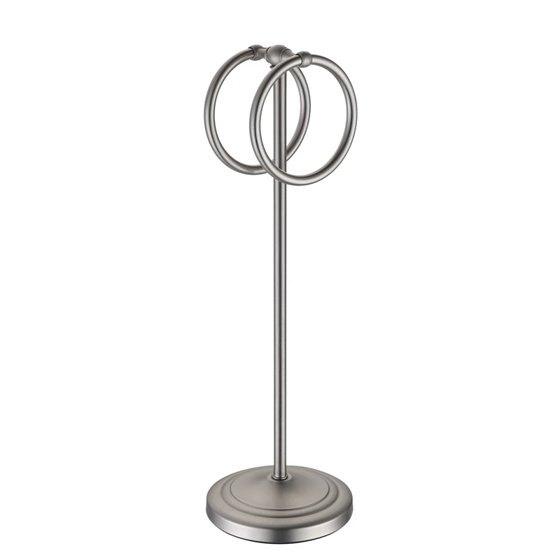 1 Piece Stainless Steel Floor-To-Ceiling Towel Rack Vertical Towel Ring Silver Metal Removable Without Punching