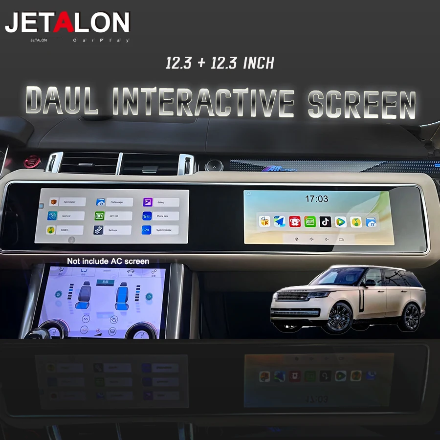 

12.3+12.3“ Dual Screen Android 14 For Land Rover Range Rover Sport L494 2014-2019 Car Radio Carplay Multimedia Video Stereo GPS