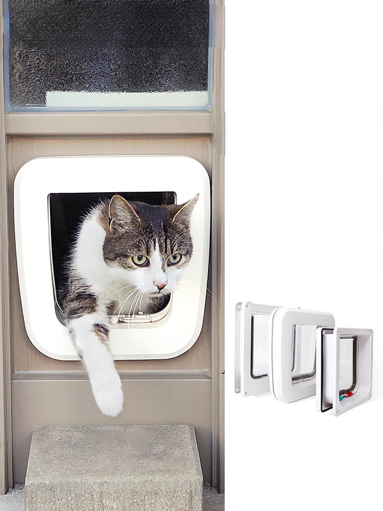 Cat door free entry and exit, pet cats, dogs, entry and exit artifact, bedroom two-way door opening, glass screen window